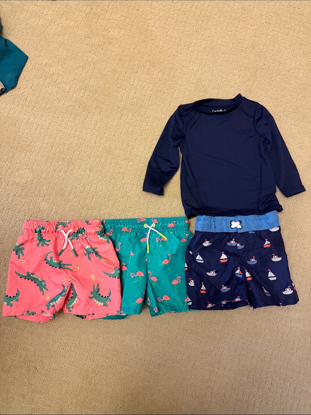Boys Swim Set with Rash Guard and 3 Swim Shorts size 12 months Cat & Jack